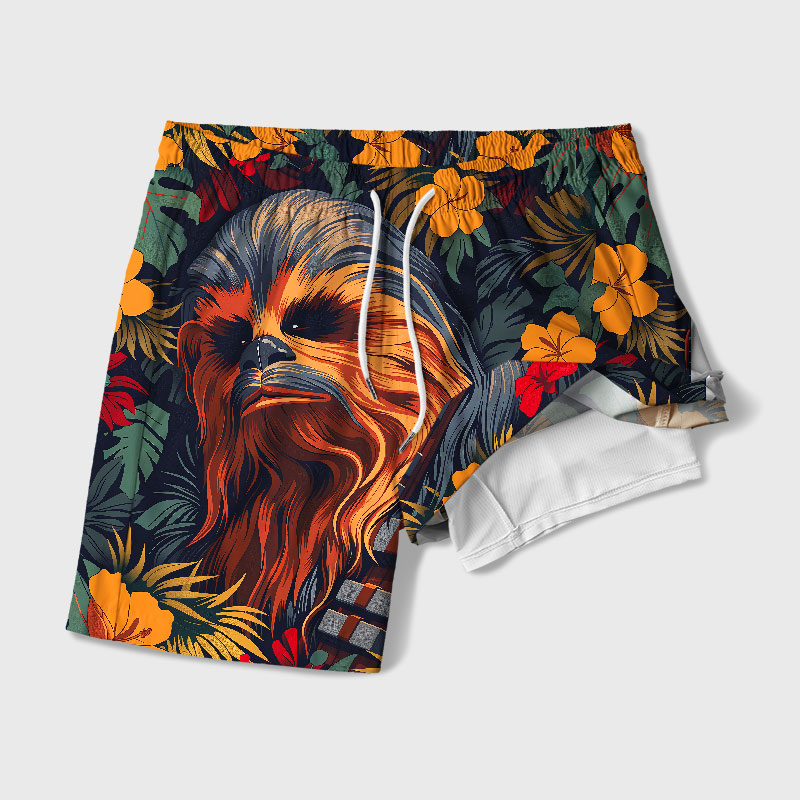 Chewie Flowers and Trees From Geek Hawaiian Swim Trunks