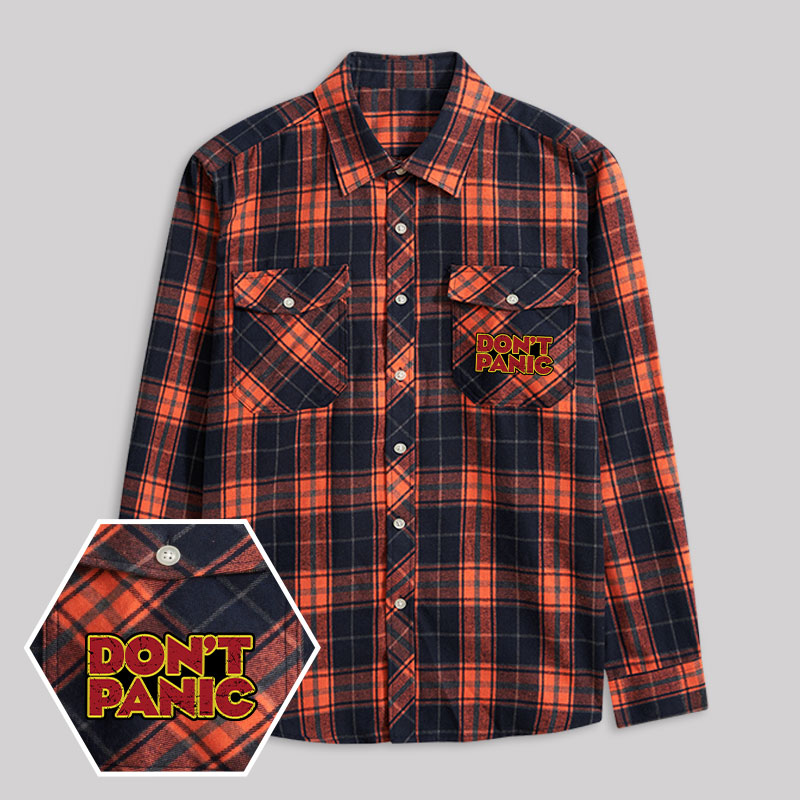 Dont Panic Retro Plaid Flannel Shirt