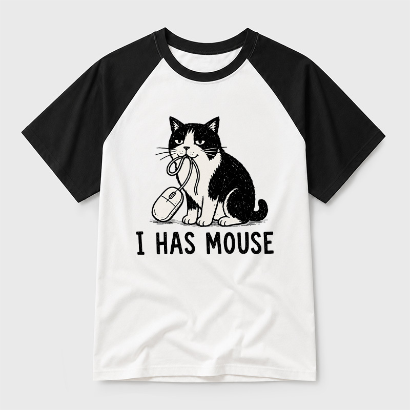 I Has Mouse Geek Retro Raglan T-Shirt