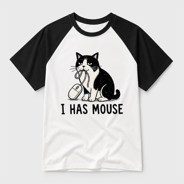 I Has Mouse Geek Retro Raglan T-Shirt