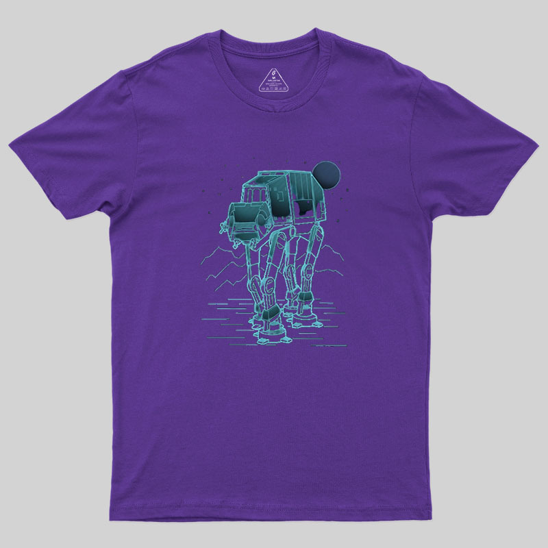 Neon Line-Art Armored Walker Geek T-Shirt