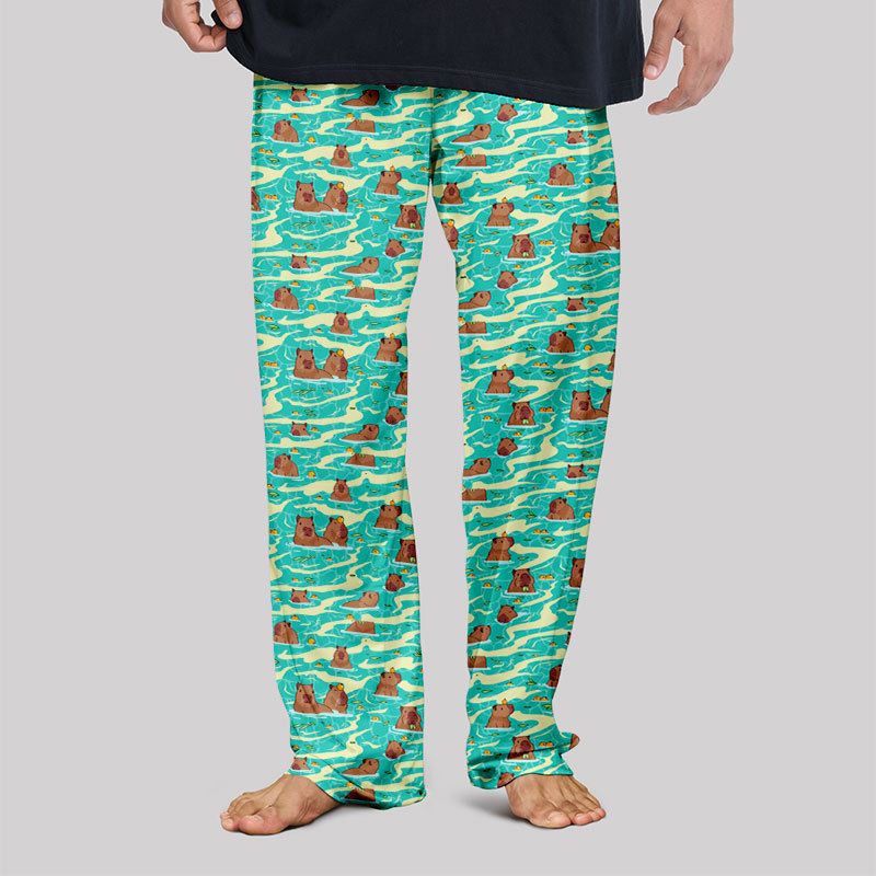 Capybara Swimming Hawaii Geek Loungewear Pants
