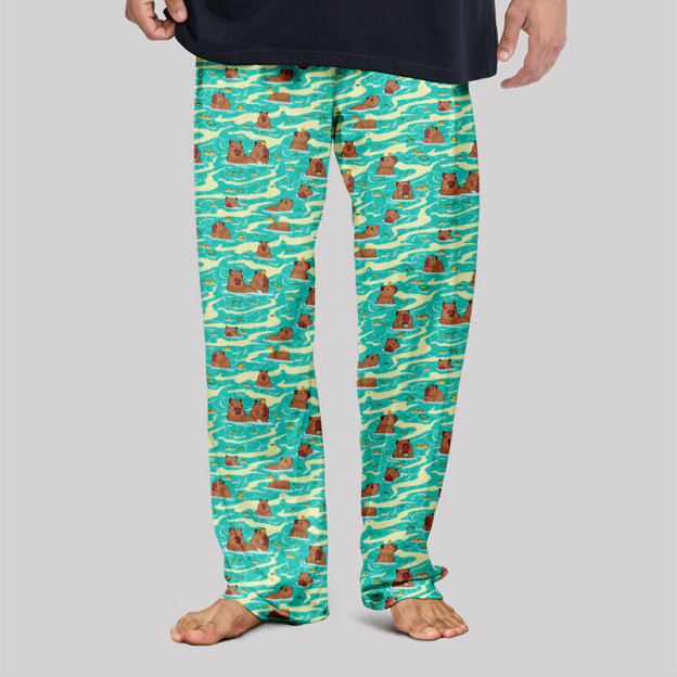Capybara Swimming Hawaii Geek Loungewear Pants