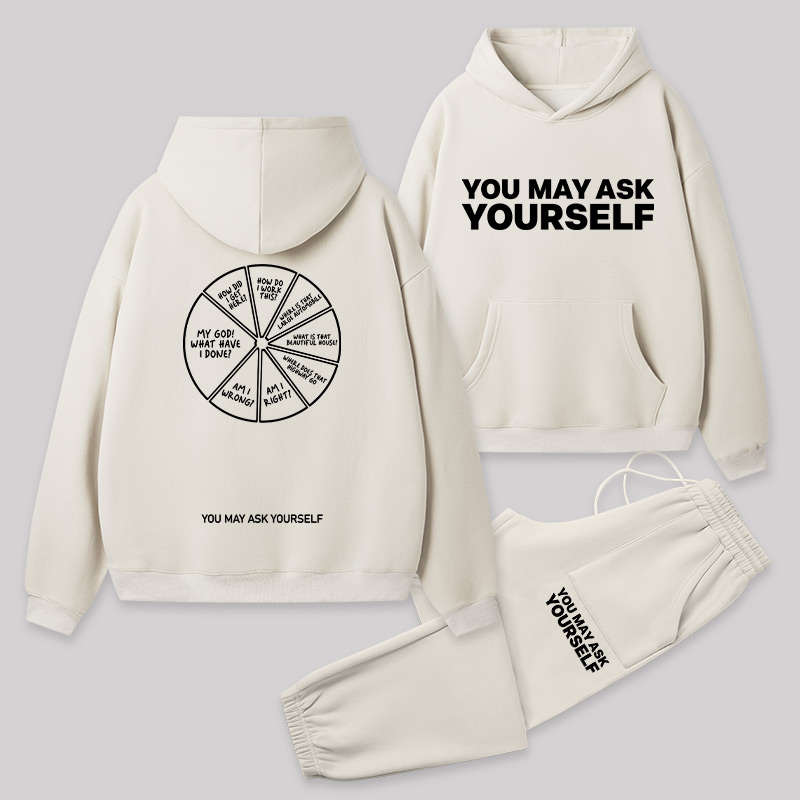 You May Ask Yourself Front and Back Printed Geek Fleece Hoodie Set