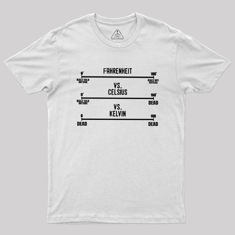 Fahrenheit Celsius Kelvin Temperature Geek T-Shirt