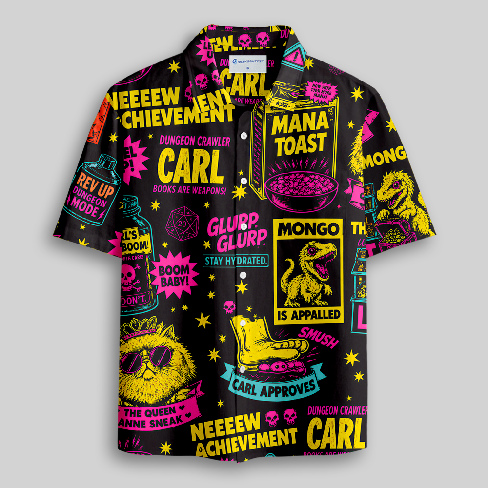 Neon Dungeon Mayhem Button Up Pocket Shirt