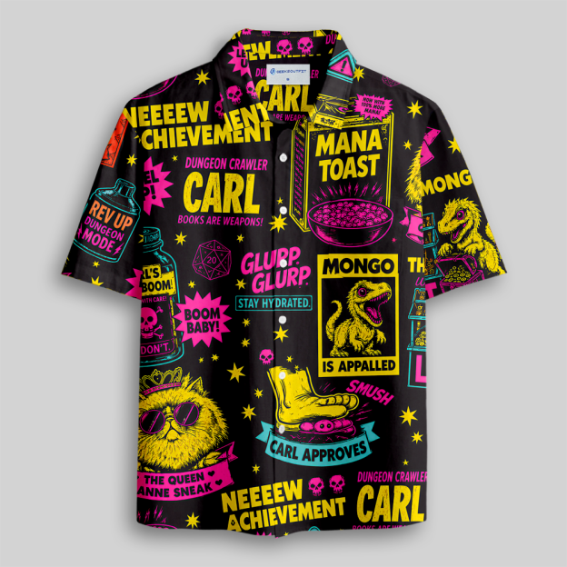 Neon Dungeon Mayhem Button Up Pocket Shirt
