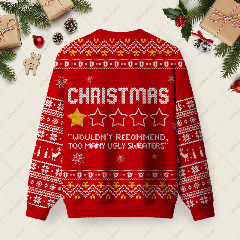 Christmas Review Ugly Christmas Fuzzy Fleece Sweatshirt