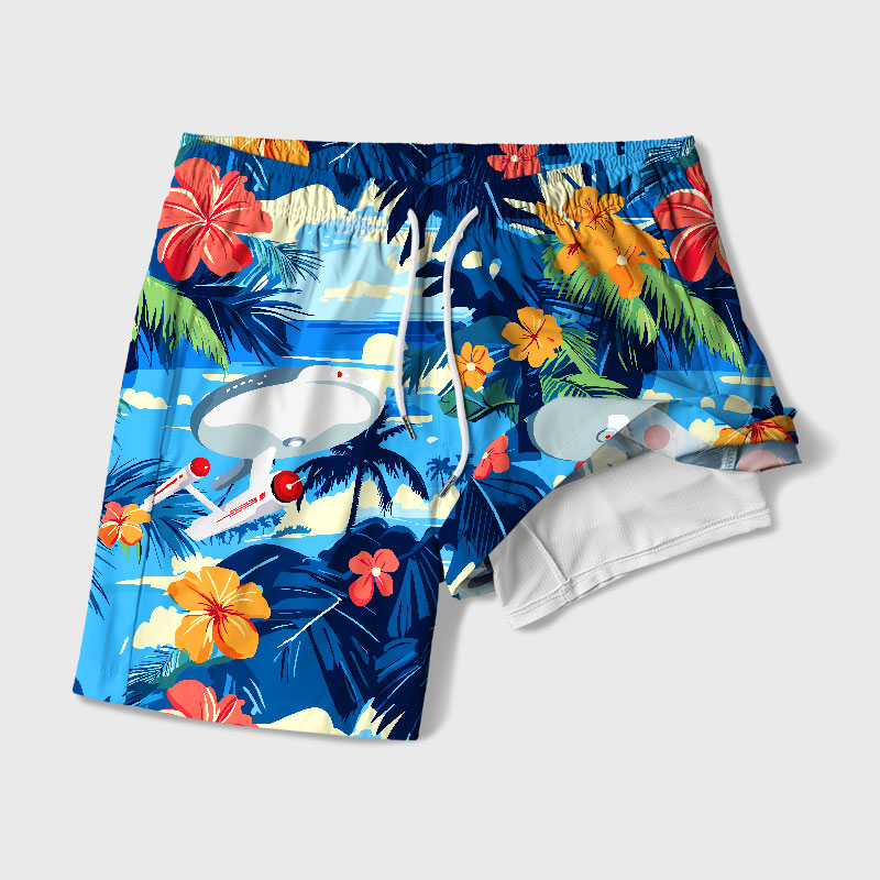 Scifi Spacecraft Geek Hawaiian Swim Trunks