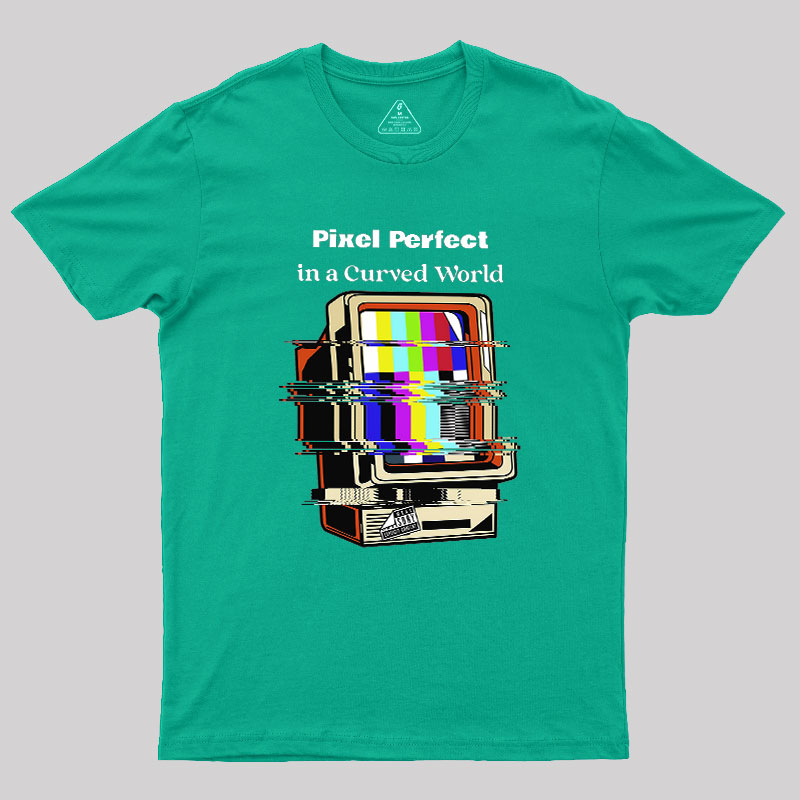 Pixel Perfect In A Curved World Geek T-Shirt
