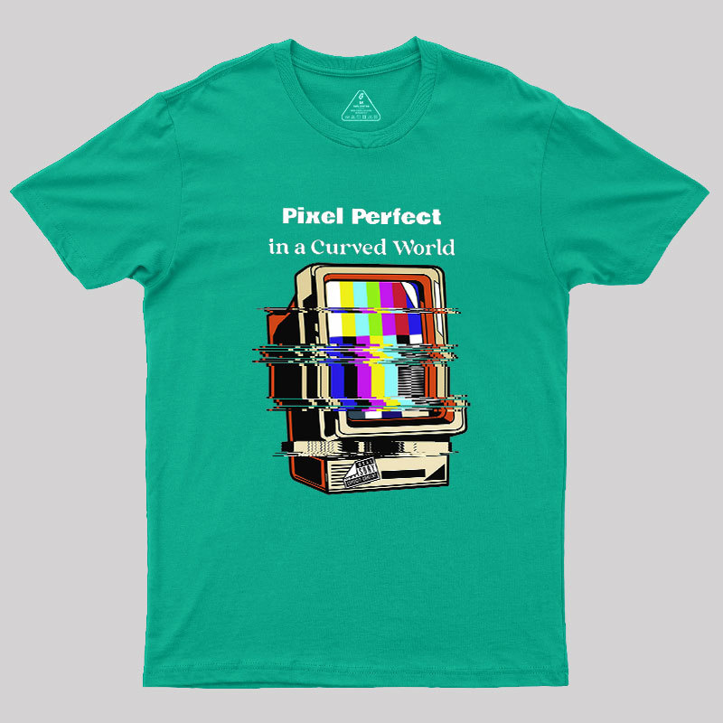 Pixel Perfect In A Curved World Geek T-Shirt