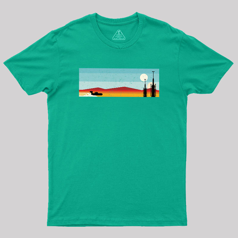 Desert Sunset Rocket Silhouette Geek T-Shirt