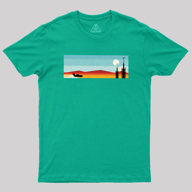 Desert Sunset Rocket Silhouette Geek T-Shirt