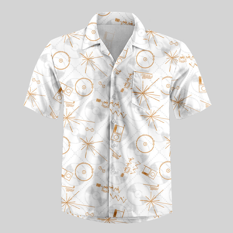 Space Voyager One Gold Disc Button Up Pocket Shirt