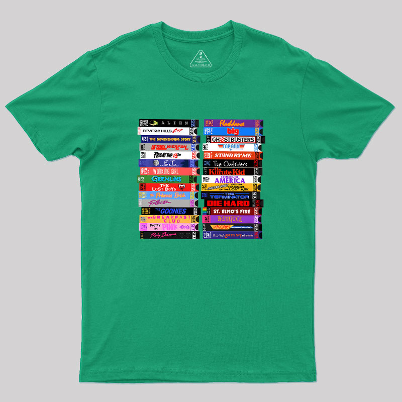 Retro 80s Movies VHS Stacks Geek T-Shirt