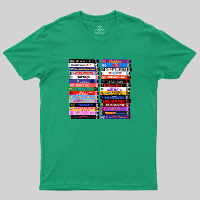 Retro 80s Movies VHS Stacks Geek T-Shirt