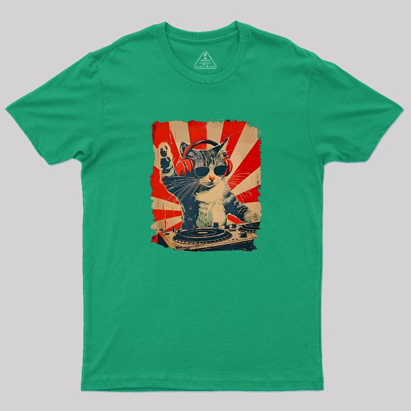 Rock Music Cat Vintage Geek T-Shirt