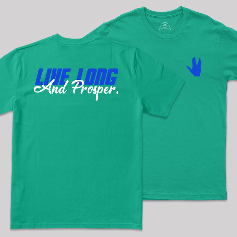 Live Long Front and Back Printed Geek T-Shirt