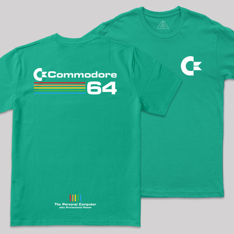 Commodore 64 White Front and Back Printing Geek T-Shirt