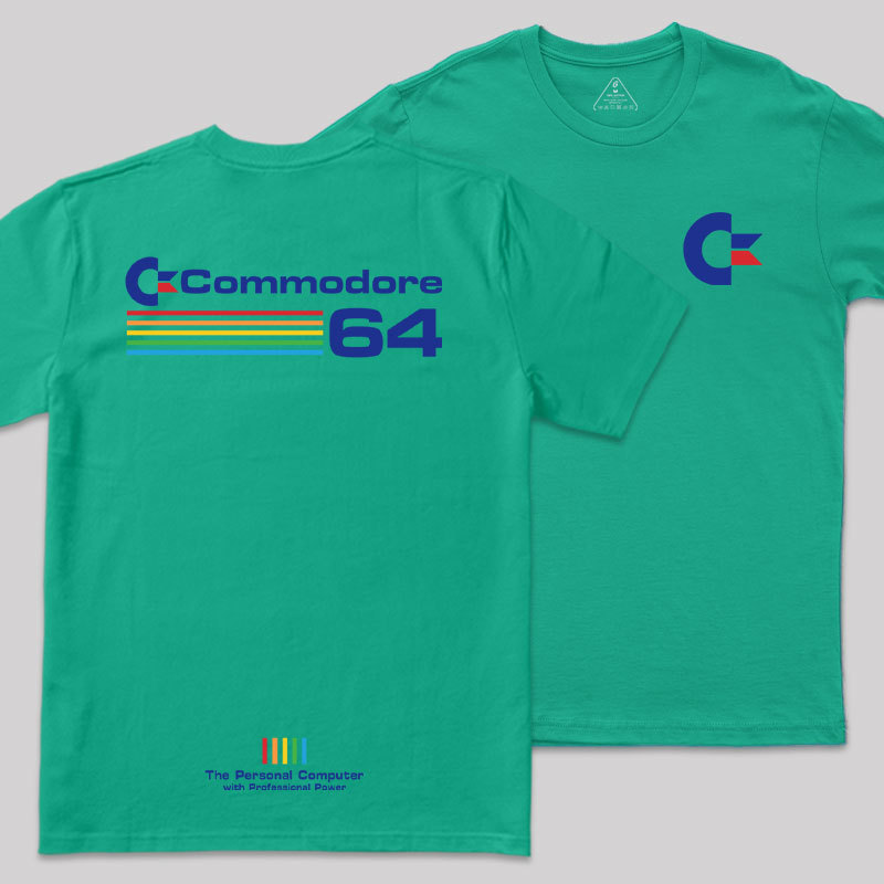Commodore 64 Blue Front and Back Printing Geek T-Shirt