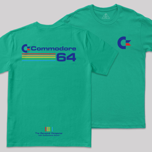 Commodore 64 Blue Front and Back Printing Geek T-Shirt
