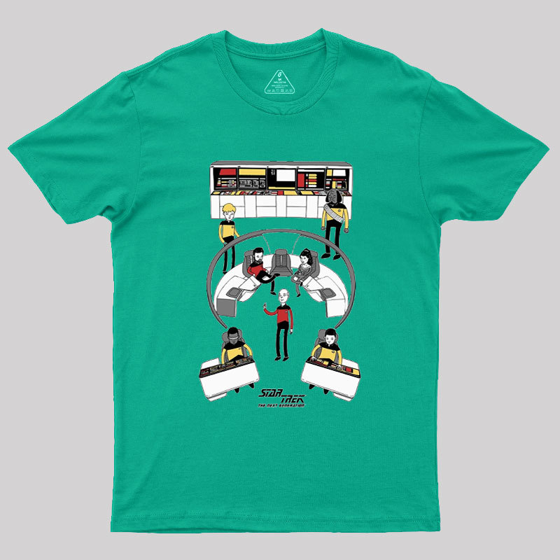 The Next Generation Cartoon Bridge Crew Geek T-Shirt