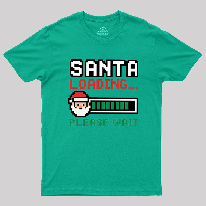 Santa Loading Pixel Design Geek T-Shirt