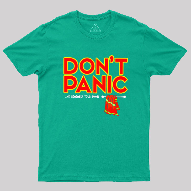 Don't Panic With Towel Geek T-Shirt
