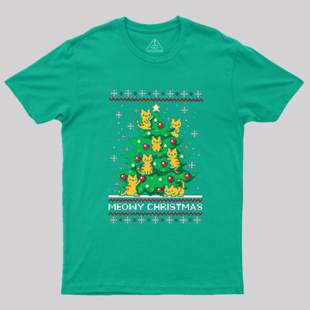 Meowy Christmas Geek T-Shirt