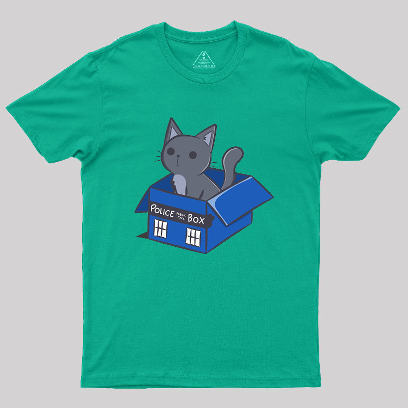 Cat In a Blue Box Geek T-Shirt