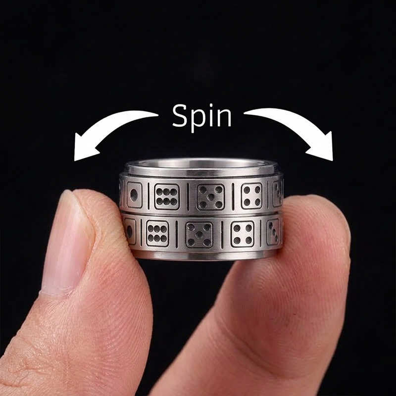 Gaming Dice Rotating Geek Stainless Steel Ring