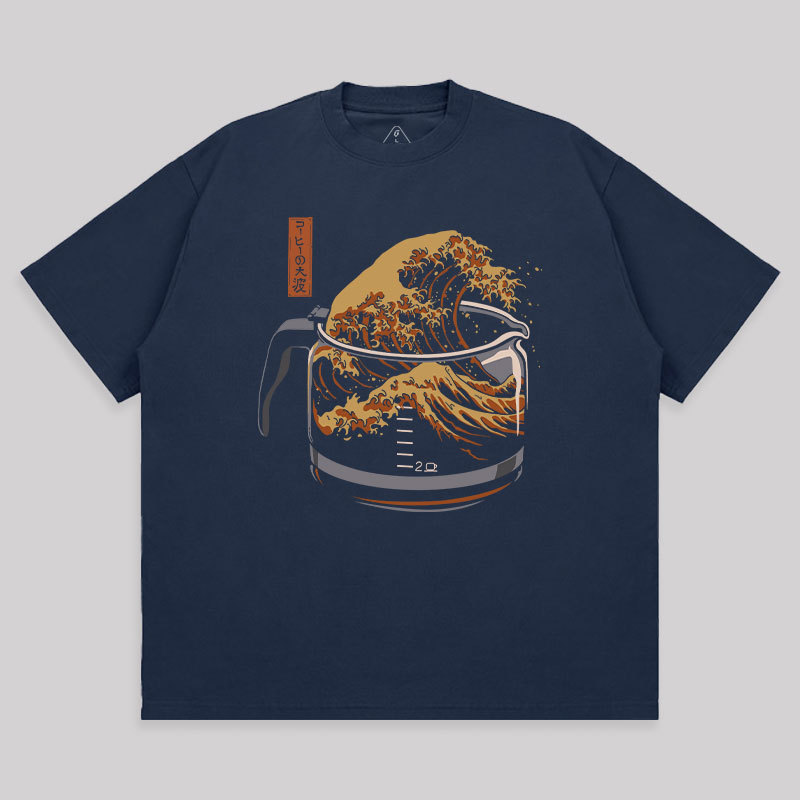 The Great Wave Of Coffee Unisex Oversized T-shirt