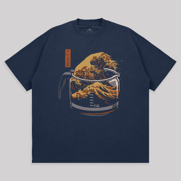The Great Wave Of Coffee Unisex Oversized T-shirt