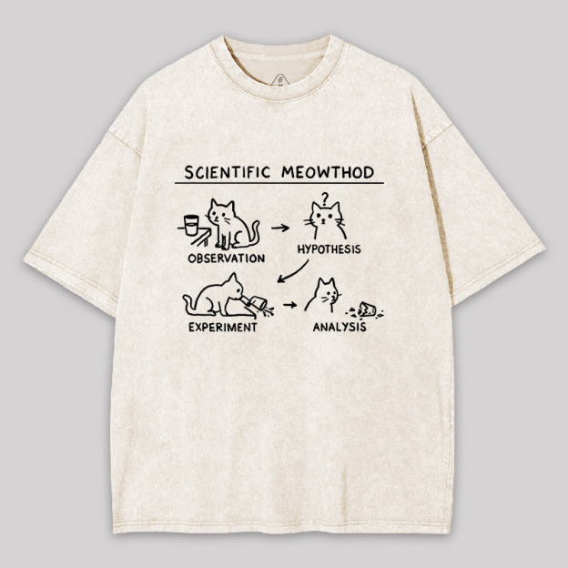 Scientific Meowthod Geek Washed T-shirt