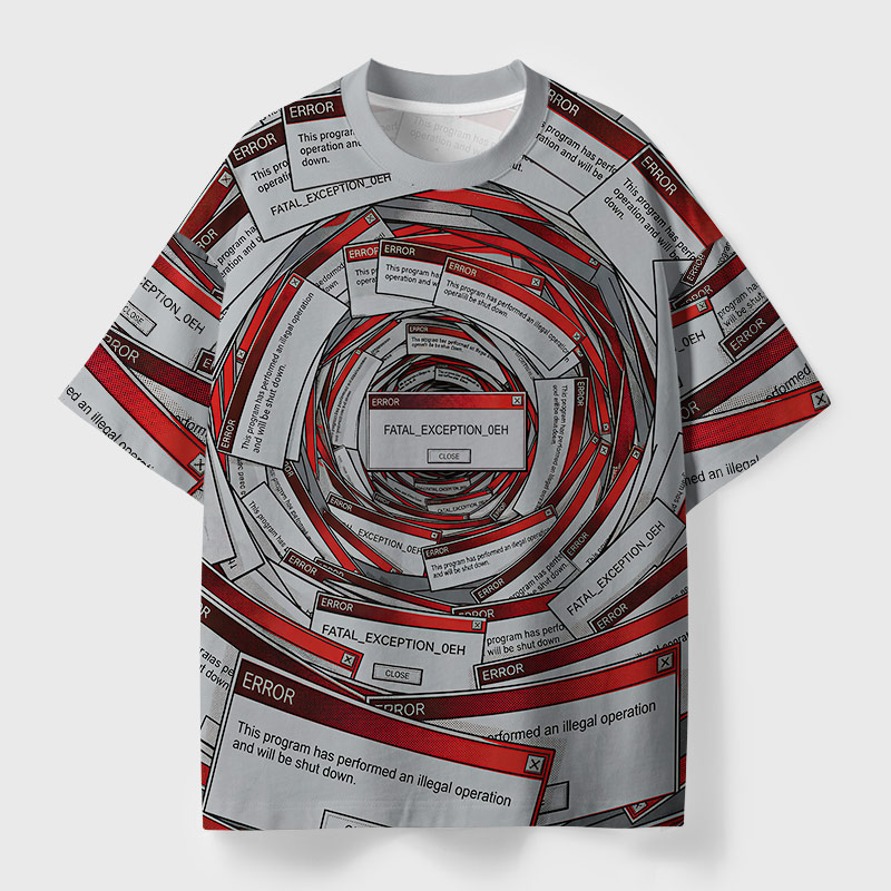 System Crash Loop Geek Eco Oversized Graphic Tees