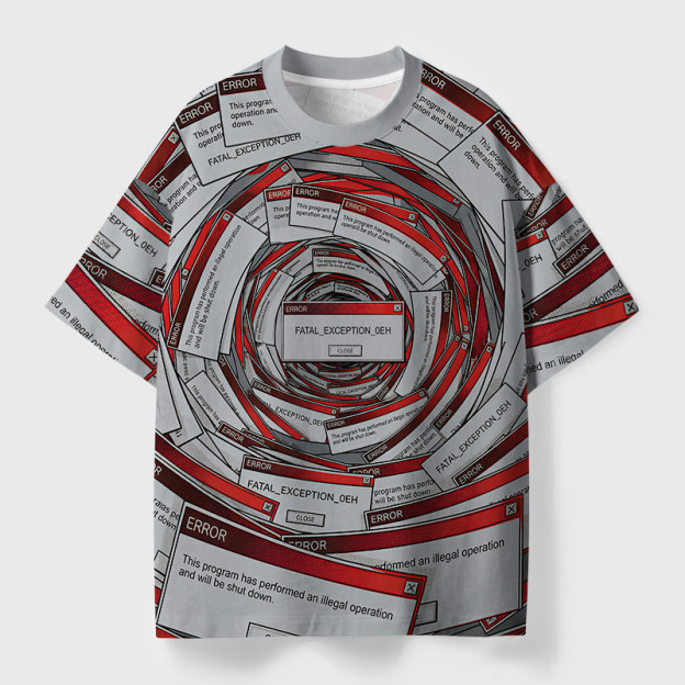 System Crash Loop Geek Eco Oversized Graphic Tees