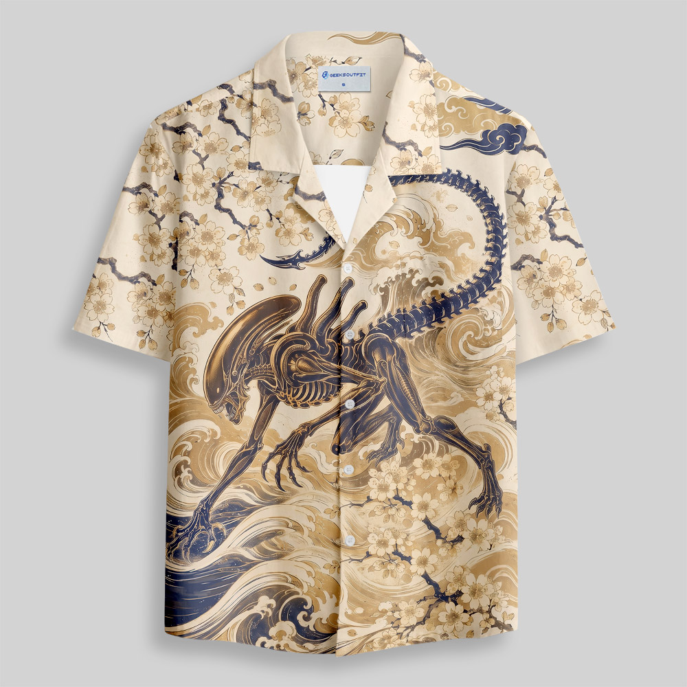 Xenomorph Yokai Button Up Pocket Shirt
