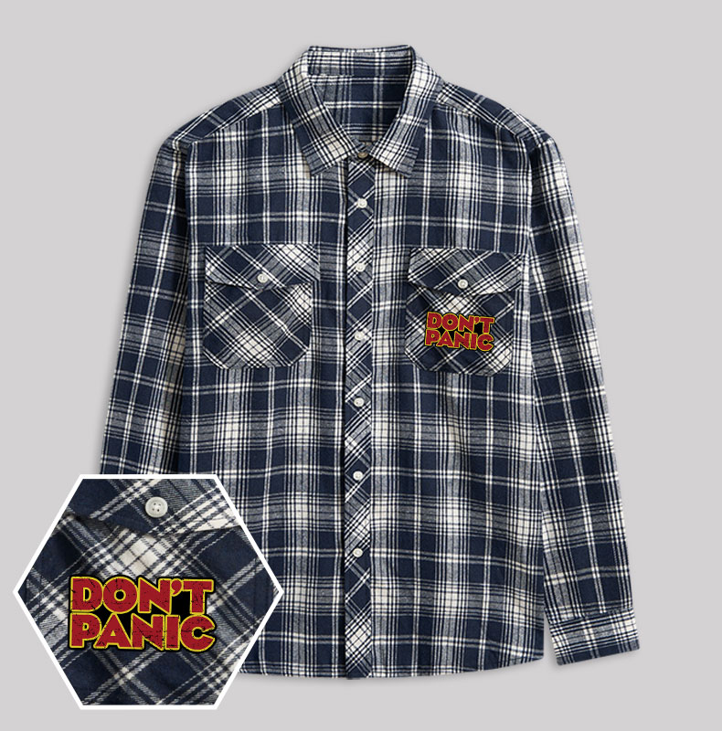 Dont Panic Retro Plaid Flannel Shirt