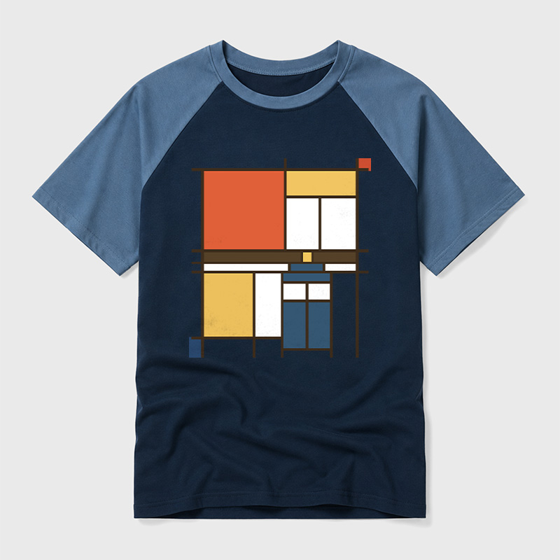Mondrian Who Geek Retro Raglan T-Shirt