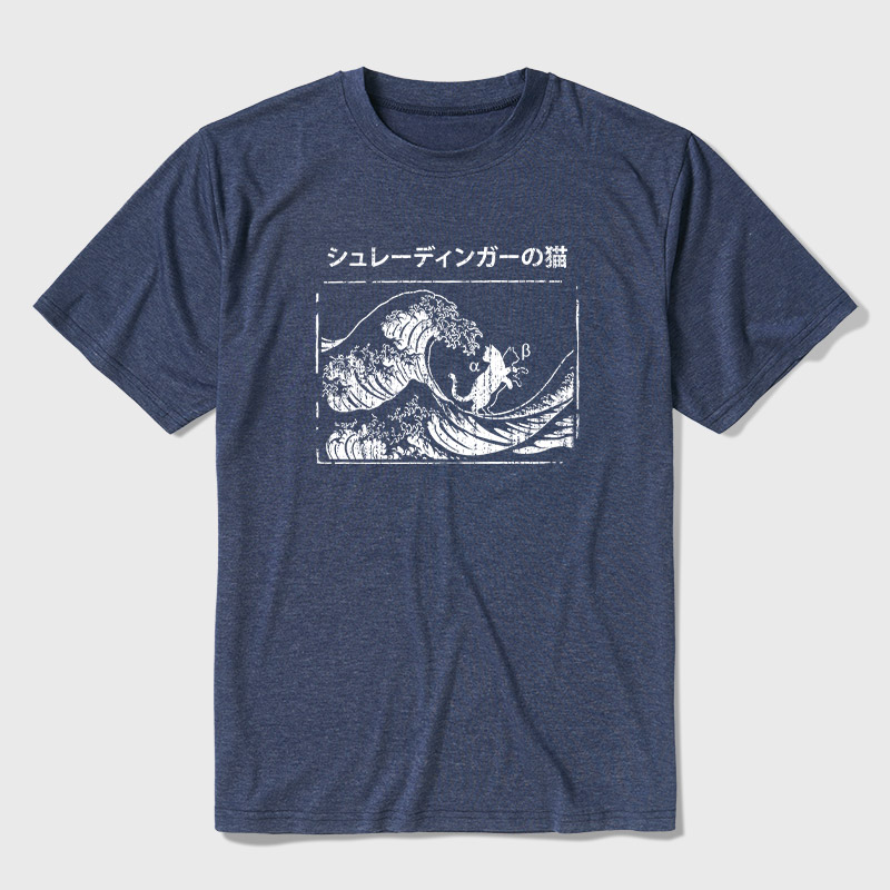 The Great Wave of Schrodinger's Cat Ultra Soft Heather Tee