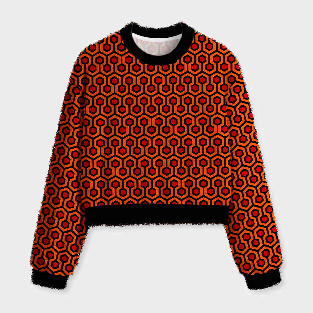 The Shining Humour Geek Women's Fuzzy Fleece Cropped Sweater