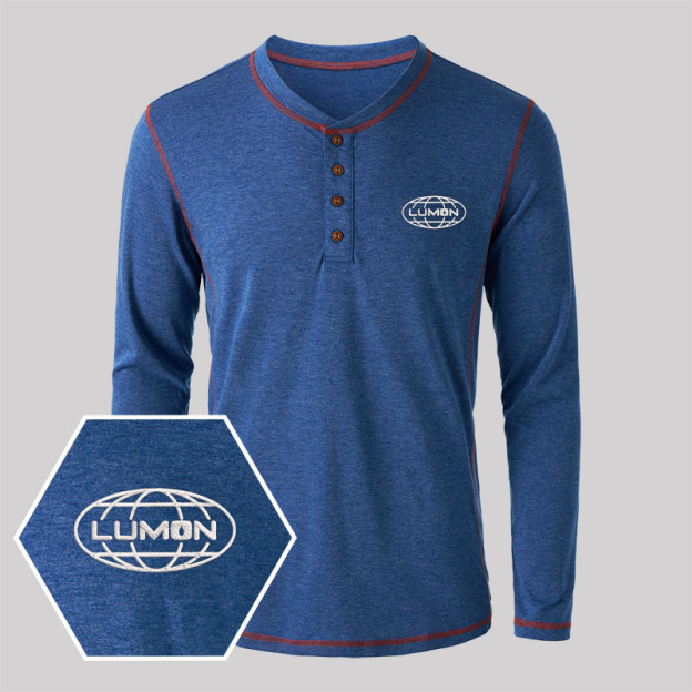 Lumon Embroidered Long Sleeve Henley Shirts