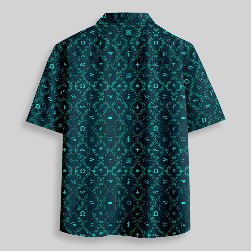Mathematical Traditional Patterns Button Up Pocket Shirt