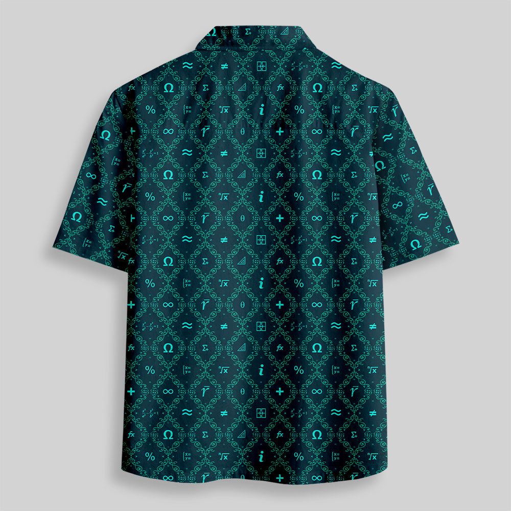 Mathematical Traditional Patterns Button Up Pocket Shirt