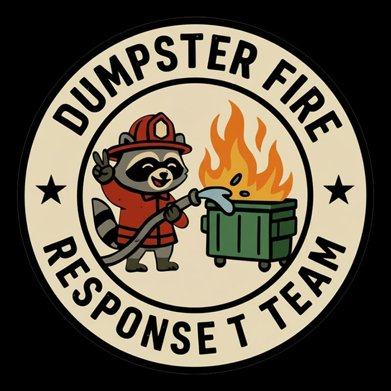 Dumpster Fire Response Team Humour Raccoon Geek T-Shirt
