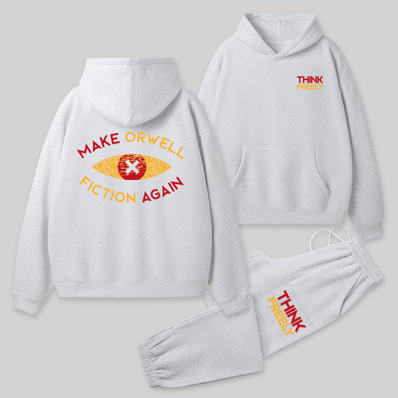 Think Freely Orwell Reimagined Front and Back Printed Geek Fleece Hoodie Set