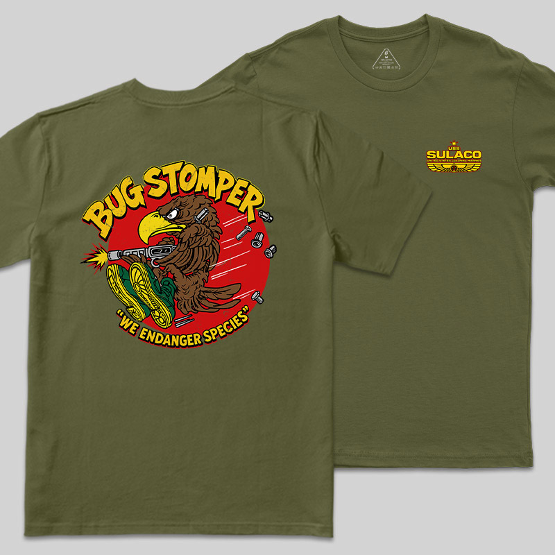 Bug Stomper Alien Front and Back Printed Geek T-Shirt