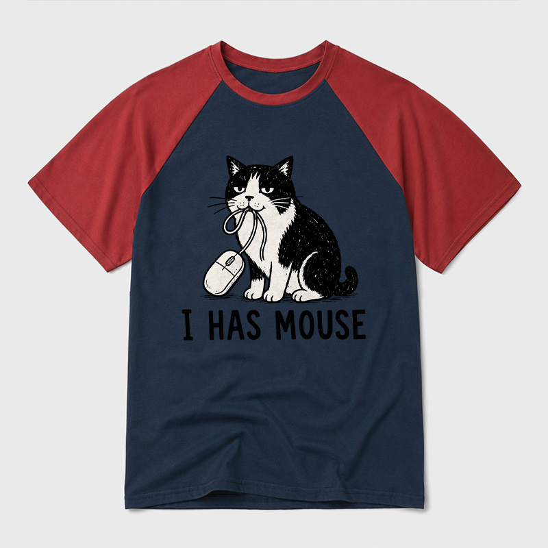 I Has Mouse Geek Retro Raglan T-Shirt