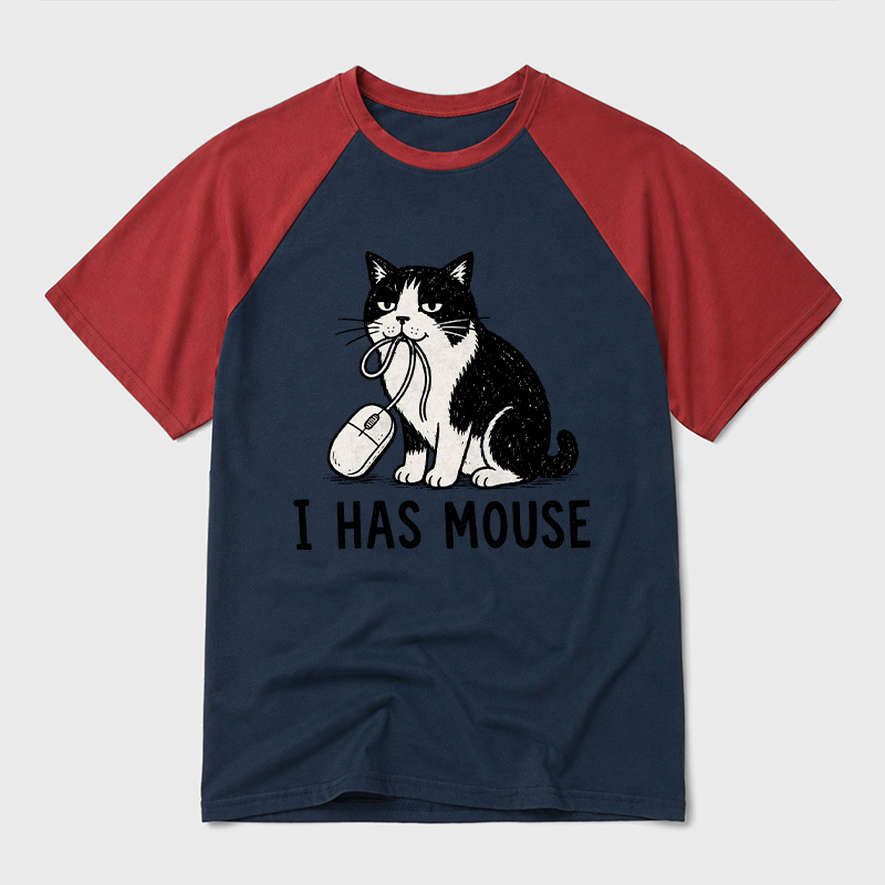 I Has Mouse Geek Retro Raglan T-Shirt
