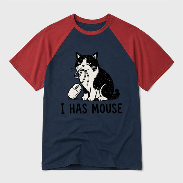 I Has Mouse Geek Retro Raglan T-Shirt